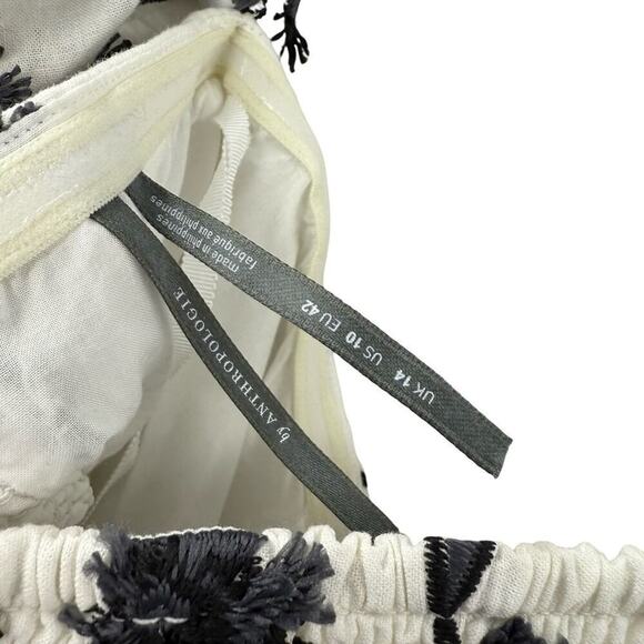 Anthropologie Applique Sabrina Mini Dress Sz 10 White Black - Picture 10 of 11